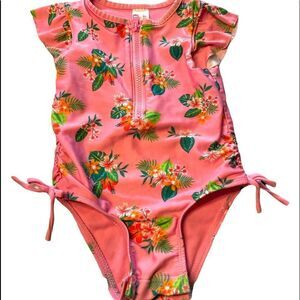 Cat & Jack One Piece Pink Floral Tie side Swim 3T
